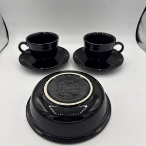 Set 2 Fiesta Fiestaware Black Tea Cup and Saucer Coffee Mugs And Cereal Bowl